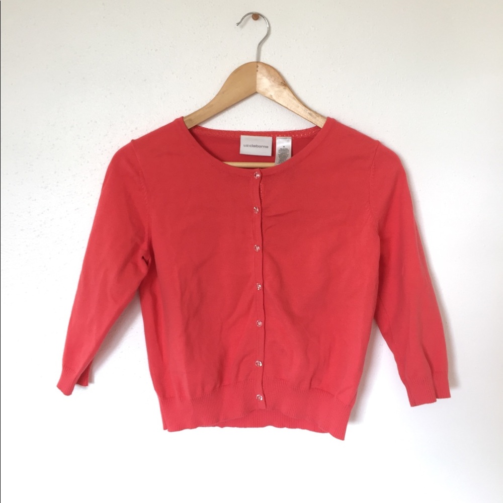 🌵 Liz Claiborne coral button cardigan sweater